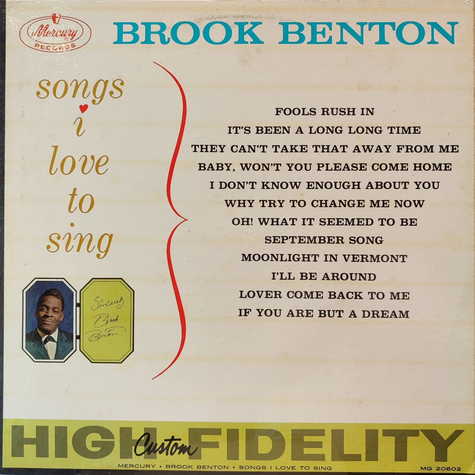 Brook Benton - Songs i love to sing, prima edizione americana in vinile di seconda mano Brook Benton - Songs i love to sing, prima edizione americana in vinile di seconda mano